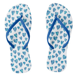 Cute Blue Heart Pattern Jandals