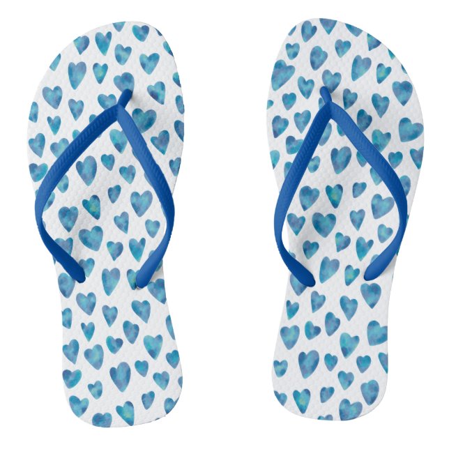 Cute Blue Heart Pattern Jandals (Footbed)