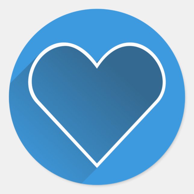 Cute Blue Heart Valentine's day Round Sticker (Front)