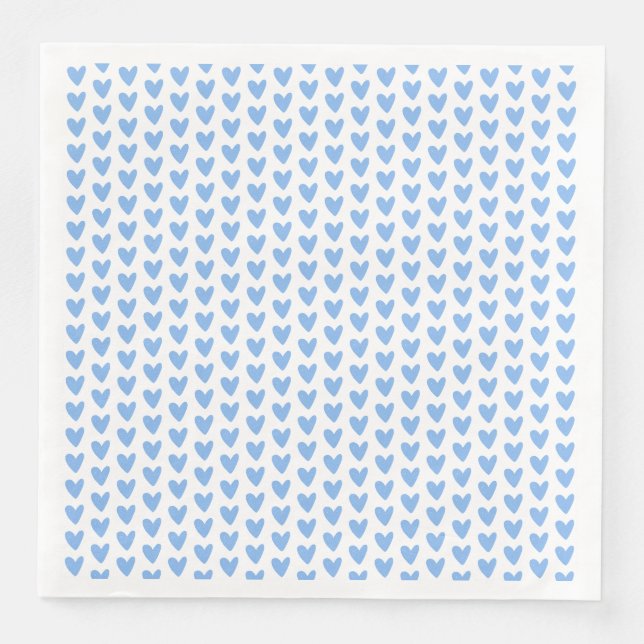 Cute Blue Hearts Pattern | Baby Shower Napkin (Front)