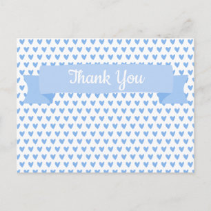 Cute Blue Hearts Pattern Baby Shower Thank You Postcard