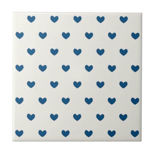 Cute Blue Hearts Pattern Tile (Front)