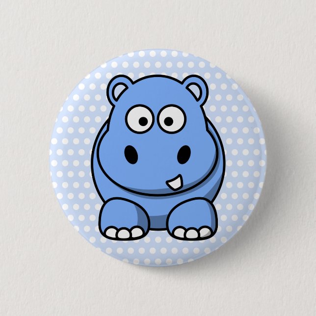 Cute Blue Hippo 6 Cm Round Badge (Front)