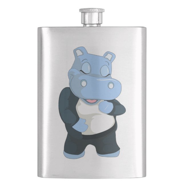 CUTE BLUE HIPPO HIP FLASK (Front)