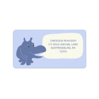 Cute Blue Hippo Hippopotamus Return Address