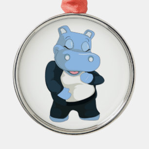 CUTE BLUE HIPPO METAL TREE DECORATION