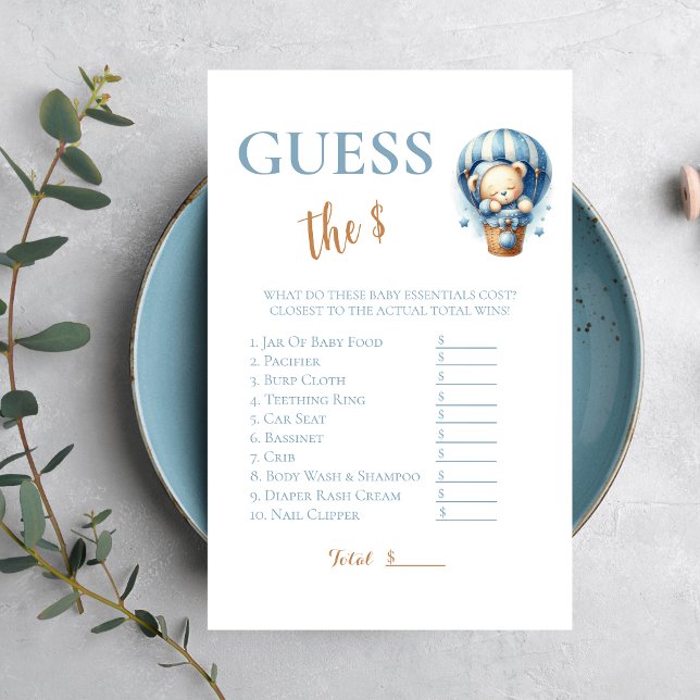 Cute Blue Hot Air Balloon Bear Guess The Price (Creator Uploaded)