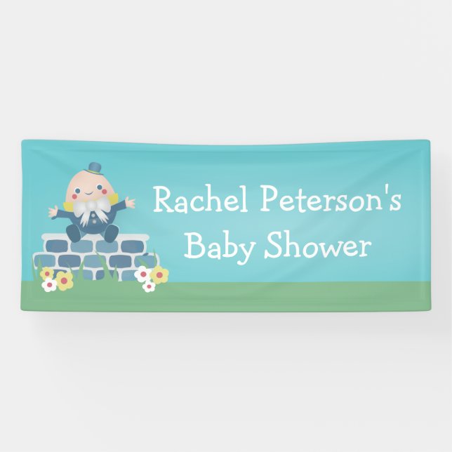 Cute Blue Humpty Dumpty Baby Shower Party Banner (Horizontal)