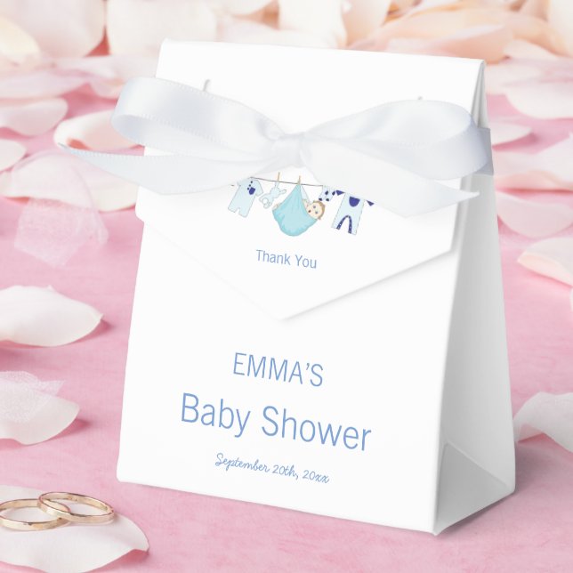 Cute Blue illustration Baby Shower Thank You  Favour Box (Wedding)