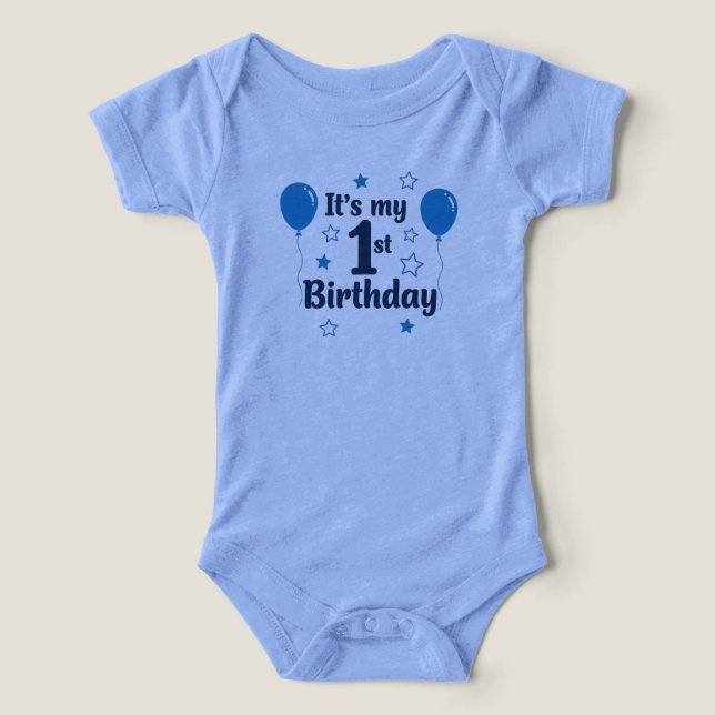 Cute Blue "It's My 1st Birthday" Baby (Design Front)