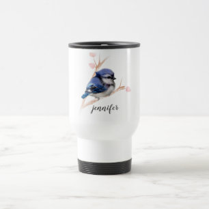 Cute Blue Jay Bird Personalized Travel Mug