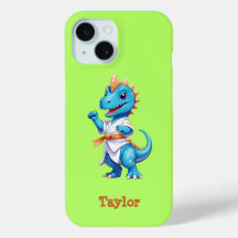 Cute blue karate dinosaur