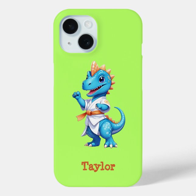 Cute blue karate dinosaur Case-Mate iPhone case (Back)