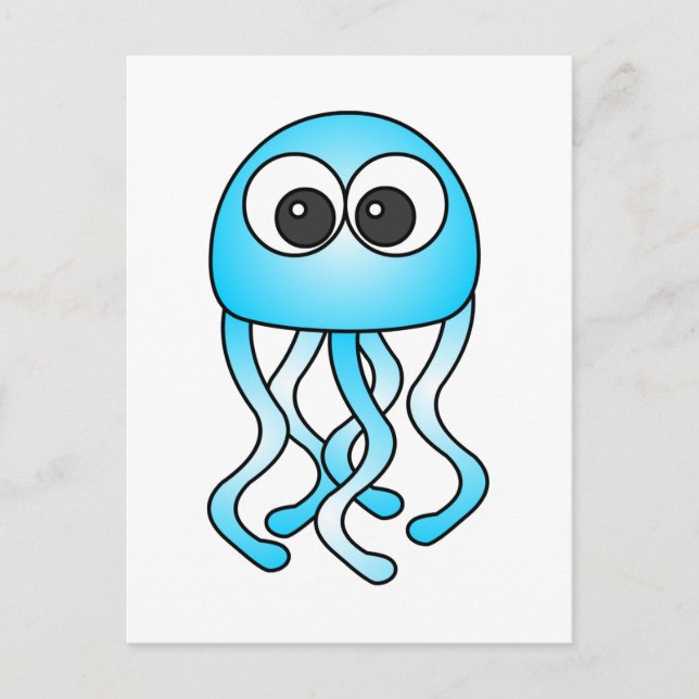 Cute Blue Kawaii Jellyfish Postcard (Front)