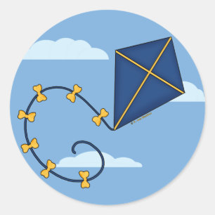 Cute Blue Kite Stickers