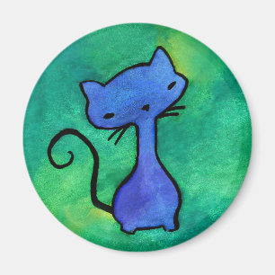Cute blue kitty cat magnet