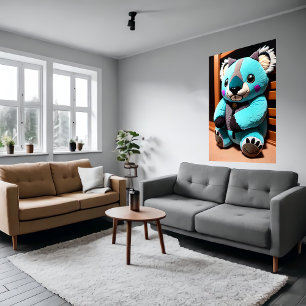 Cute blue koala plush toy   AI Art   Poster