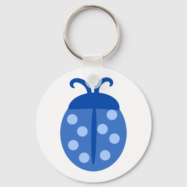 Cute Blue Ladybug Button Keychain (Front)