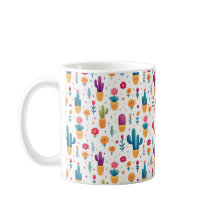 Cute Blue & Lavender Floral Cactus Script Monogram
