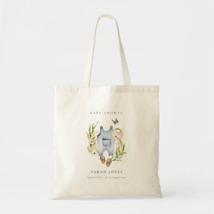Cute Blue Leafy Foliage Boy Clothes Baby Shower Tote Bag