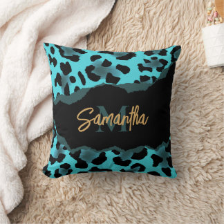 Cute Blue Leopard Print Cushion