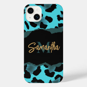 Cute Blue Leopard Print iPhone 14 Plus Case
