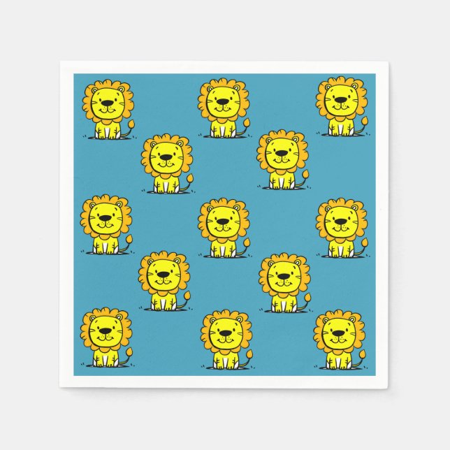 Cute Blue Lion Napkin (Front)