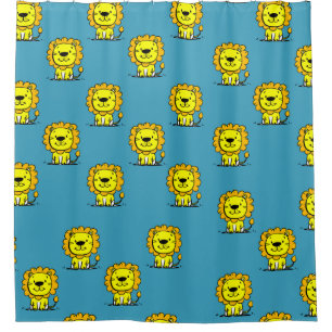 Cute Blue Lion Shower Curtain