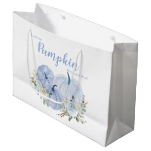 Cute Blue Little Pumpkin Baby Shower Large Gift Bag