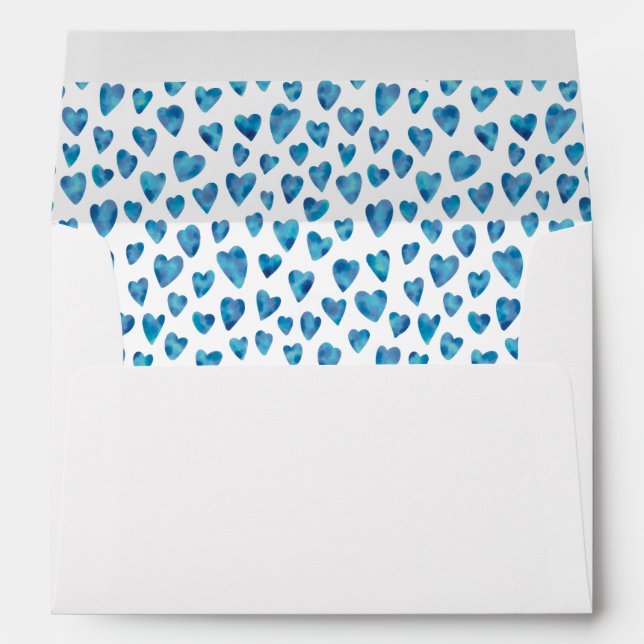 Cute blue love heart pattern envelope (Back (Bottom))