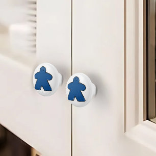 Cute Blue Meeple Board Game Room Ceramic Knob