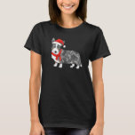 Cute Blue Merle Cardigan Corgi Christmas Santa Hat T-Shirt<br><div class="desc">Cute Blue Merle Cardigan Corgi Christmas Santa Hat</div>
