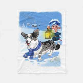 Cute blue merle in the snow fleece blanket