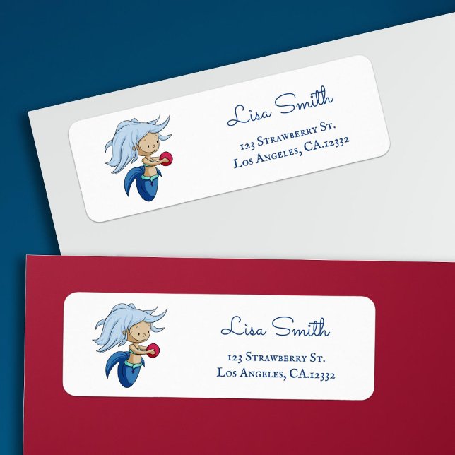 Cute Blue Mermaid Ball Return Address (Creator Uploaded)