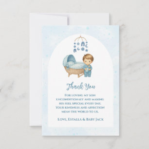 Cute Blue Mobile Crib baby cot Baby Shower Thank You Card