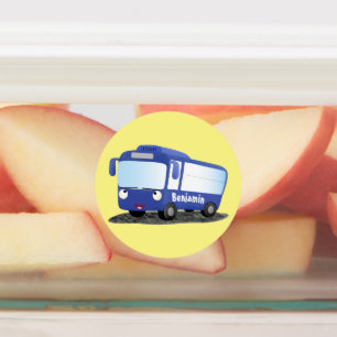 Cute blue modern bus cartoon illustration
