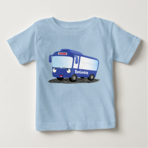 Cute blue modern bus cartoon illustration baby T-Shirt