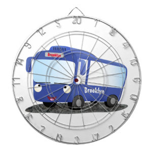 Cute blue modern bus cartoon illustration dartboard