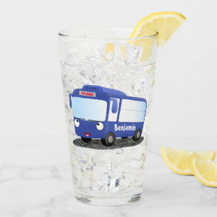 Cute blue modern bus cartoon illustration glass