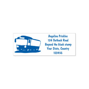 Cute blue modern bus cartoon illustration self-inking stamp