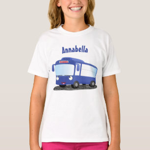 Cute blue modern bus cartoon illustration T-Shirt