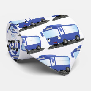 Cute blue modern bus cartoon illustration tie