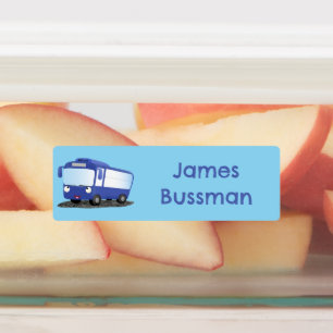 Cute blue modern bus cartoon personalised
