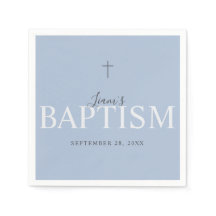 Cute Blue Modern Whimsical Typography Baptism