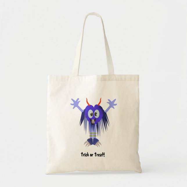 Cute Blue monster Trick or Treat Tote Bag (Front)