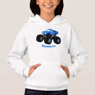 Cute blue monster truck cartoon illustration