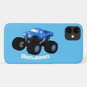 Cute blue monster truck cartoon illustration Case-Mate iPhone case