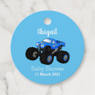 Cute blue monster truck cartoon illustration  favour tags