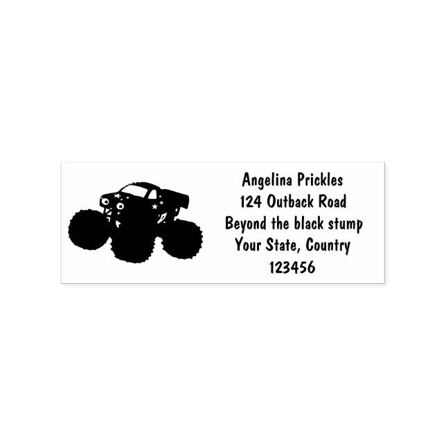 Cute blue monster truck cartoon illustration rubber stamp (Imprint)