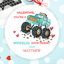 Cute Blue Monster Truck School Valentine